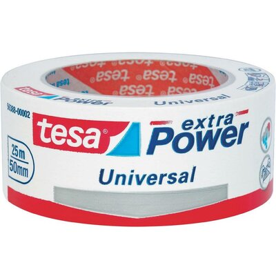 Szövetbetétes ragasztószalag, univerzális, fehér, 25 m x 50 mm , tesa® extra Power