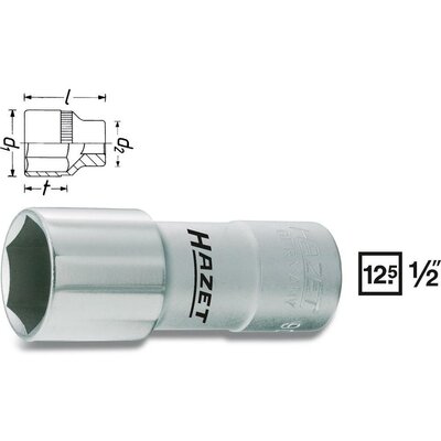 Gyújtógyertya dugókulcsfej, 20,8 mm (13/16)/12,5 mm (1/2), Hazet 900MGT