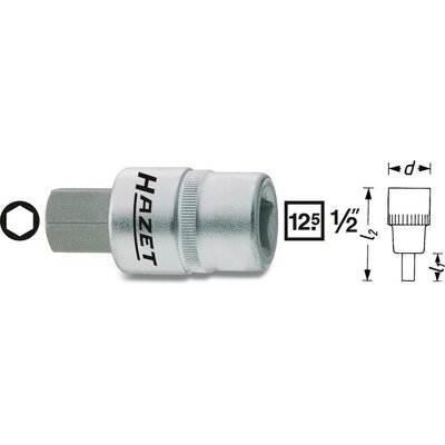 Hatlapú csavarhúzófej belső hatszögű csavarokhoz 12 mm, belső négyszög 12,5 mm (1/2), Hazet 986-12