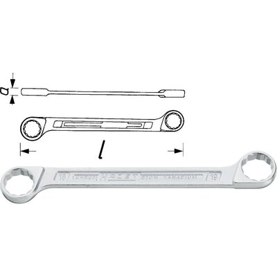 Kettős csillagkulcs 10/11 mm, 125,3 mm, Hazet 610N-10X11