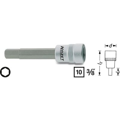 Hatlapú csavarhúzófej belső hatszögű csavarokhoz 12 mm, belső négyszög 10 mm (3/8), Hazet 8801-12