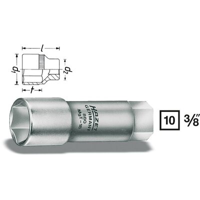 Gyertya dugókulcs krova betét 18 mm 3/8&quot (10 mm), 62 mm hosszú Hazet 880MGT-18