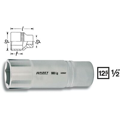 6 lapfejű dugókulcs betét 12,5 mm (1/2&quot )Kulcstávolság 12 mm Meghajtás (szerszám) 12,5 mm (1/2&quot )Hazet 900LG-12