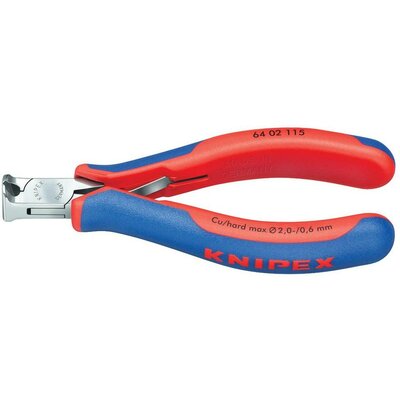 Elektronikai homlokcsípőfogó, lágy/közepes/kemény huzal max.: Ø 2/1/0,6 mm, Knipex 64 02 115