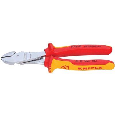 VDE erőkímélő oldalcsípőfogó, közepes/kemény/zongora huzal max.: Ø 3,4/2,5/2 mm, Knipex 74 06 160