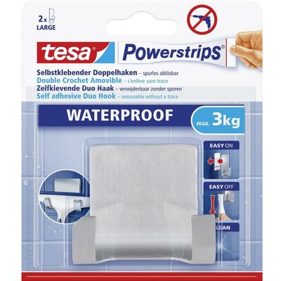 Vízálló vízlehúzó fali tartó, fém, Tesa Powerstrips 59710 1 db