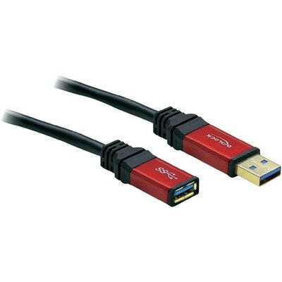 USB kábel 1 x USB 3.0 dugó A- 1 x USB 3.0 aljzat A, 2 m, piros, fekete, aranyozott