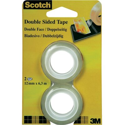 Kétoldalas ragasztószalag, Scotch® (H x Sz) 6.3 m x 12 mm átlátszó FT-5100-4927-1 3M, tartalom: 2 tekercs