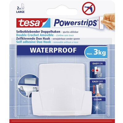 Vízhatlan ragasztású tartó Tesa Powerstrips® Waterproof Duo Hook Plastic TESA 59704