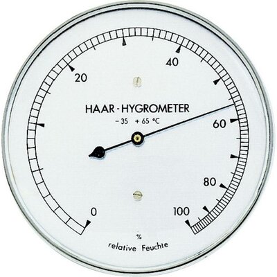 Hajszálas higrométer, páratartalom mérő, rozsdamentes acél, ø 100 mm