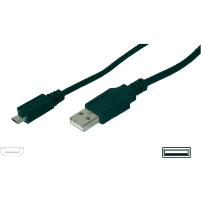 USB 2.0 csatlakozókábel [1 db USB 2.0 dugó A - 1 db USB 2.0 mikro B dugó] 1 m fekete, Digitus