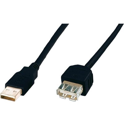 USB kábel 2.0 dugó A - 1x 3 m Fekete Digitus