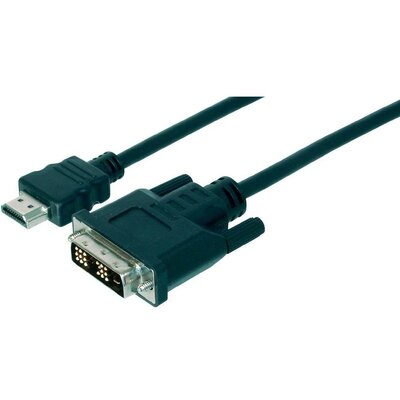 HDMI - DVI kábel [1x HDMI dugó - 1x DVI csatlakozó 18+1 pólusú] 2m fekete Digitus AK-330300-020-S