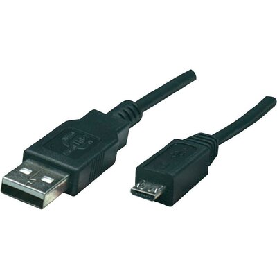 USB 2.0 kábel [1x USB 2.0 dugó A - 1x USB 2.0 mikro dugó B] 1.80 m fekete Manhattan 756616