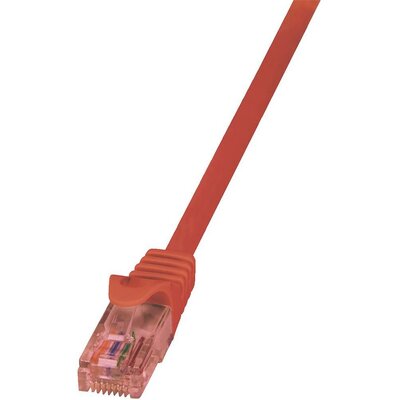 RJ45 Hálózati csatlakozókábel, lángálló, CAT 6 U/UTP [1x RJ45 dugó - 1x RJ45 dugó] 0,25 m, piros LogiLink