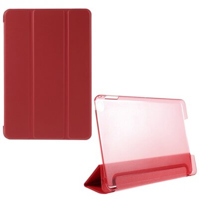 Műanyag Tablet védőtok (FLIP, átlátszó hátlap, oldalra nyíló, TRIFOLD asztali tartó funkció) PIROS [Apple IPAD mini 4]