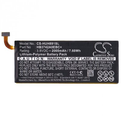 Utángyártott akkumulátor 2000 mAh Li-Polymer (HB3742A0EBC+ kompatibilis) - Huawei Ascend P6 (P6-U06), Huawei Ascend G6 3G, Huawei Ascend G6 LTE 4G, Huawei Ascend G620s