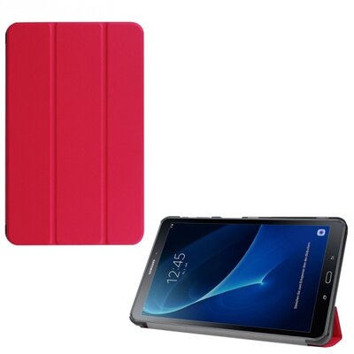 Tablet védőtok álló, bőr (FLIP, oldalra nyíló, TRIFOLD asztali tartó funkció) PIROS [Samsung Galaxy Tab A 10.1 LTE (2016) (SM-T585), Galaxy Tab A 10.1 WIFI (2016) (SM-T5