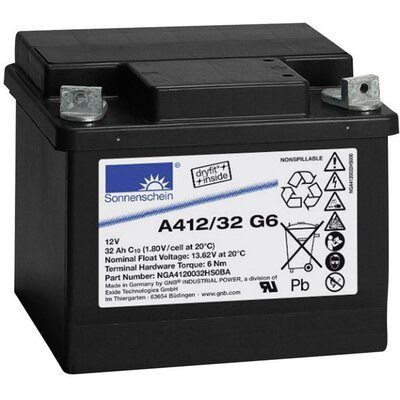 Ólomakku 12 V 32 Ah GNB Sonnenschein A412/32 G6 NGA4120032HS0BA Ólom-zselés 210 x 175 x 175 mm Karbantartásmentes