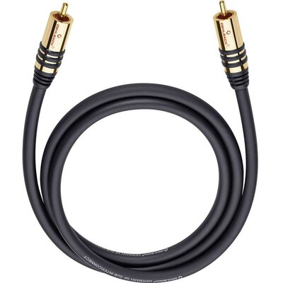 RCA audio csatlakozókábel, 1 x RCA dugó - 1x RCA dugó, 5 m, fekete, aranyozott érintkező, Oehlbach