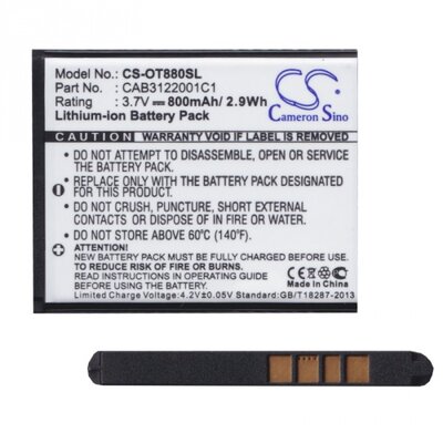 CAMERON SINO CS-OT880SL Utángyártott Akkumulátor 800 mAh LI-ION (CAB3122001C1, CAB3120000C1, CAB20K0000C1, TB-04BA, BY42, BTR510AB kompatiblis)