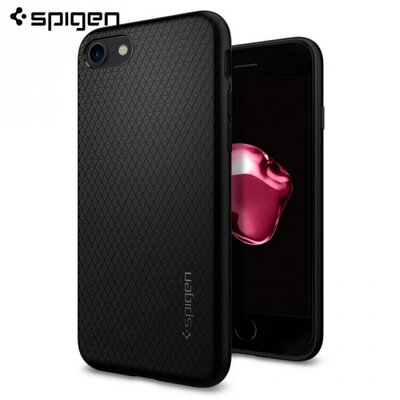 SPIGEN LIQUID ARMOR hátlapvédő telefontok gumi / szilikon (háromszög minta) Fekete [Apple iPhone 7 ]