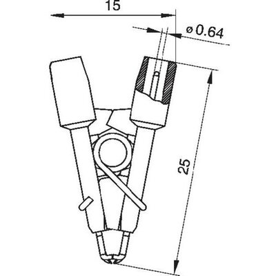 SMD mérőcsipesz, rugós 0,64mm-es hegyű, 60V-ig használható fekete Sks Hirschmann Micro-SMD Clip1