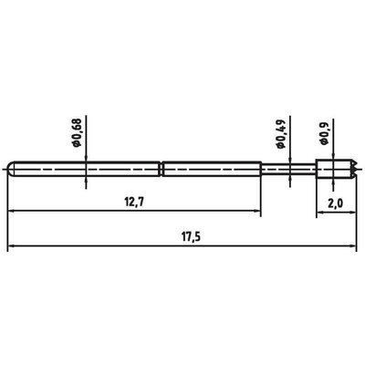 Mérőhegy, rugóérintkezős mérőtüske PTR 1007-C-0.7N-AU-0.9C