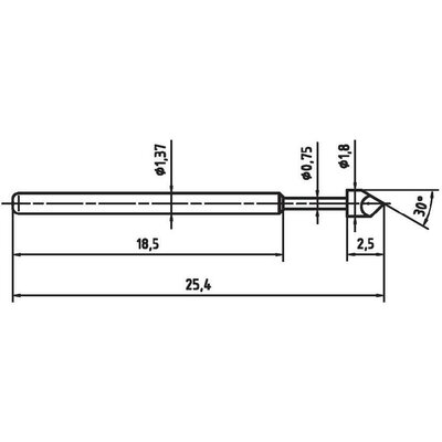 Mérőhegy, rugóérintkezős mérőtüske PTR 1015-H-0.7N-NI-1.8