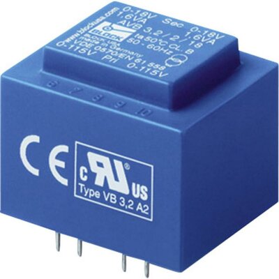 El 30/12,5 Nyák transzformátor, 2 x 115 V AC / 2 x 15 V AC 2 x 76 mA 2,3 V, AAVB 2,3/2/15 Block