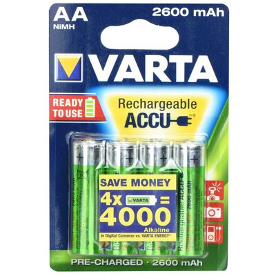 Újratölthető Akkumulátor Varta R6 2600 mAh (AA) 4 pz Professional ready