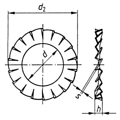 Toolcraft rugóacél fogazott alátét, külső fogazású, M2,5, DIN 6798, 100 db