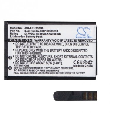 Utángyártott akkumulátor 800 mAh Li-ion (LGIP-531A / SBPL0090501 / SBPL0088801 kompatibilis) - LG A100, LG A190, LG T385, LG T500 Ego, LG T580