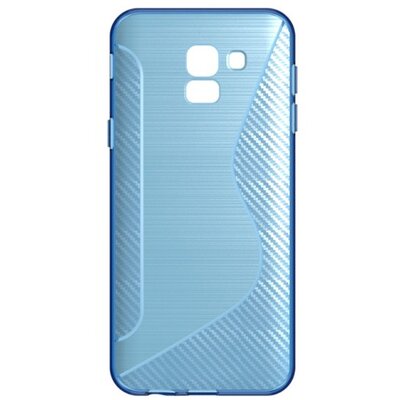 Hátlapvédő telefontok gumi / szilikon (S-line, karbonminta) VilágosKék [Samsung Galaxy J6 (2018) J600F]