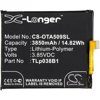 Utángyártott akkumulátor 3850 mAh LI-Polymer (CAC3860004C1 / TLP038B1 kompatibilis) - Alcatel A7 (OT-5090Y)