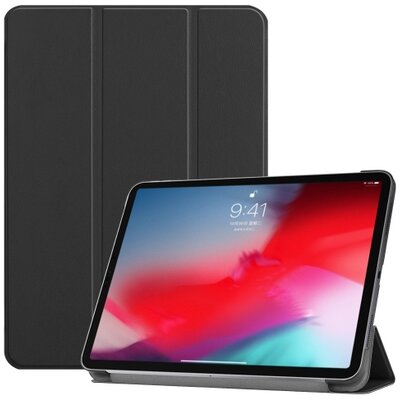 Tablet védőtok álló, bőr (aktív flip, oldalra nyíló, TRIFOLD asztali tartó funkció), Fekete [Apple IPAD Pro 11 (2018), Apple IPAD Pro 11 (2020), Apple IPAD Pro 11 (2021)]