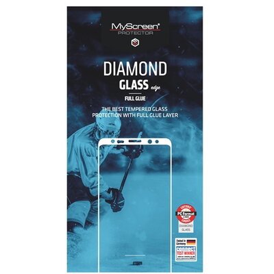 MYSCREEN DIAMOND GLASS EDGE Kijelzővédő üvegfólia (2.5D, full glue, teljes felületén tapad, karcálló, 0.33 mm, 9H), Fekete [Samsung Galaxy A6 (2018) SM-A600F]