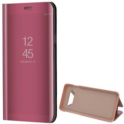 Telefontok álló (aktív flip, oldalra nyíló, asztali tartó funkció, tükrös felület, Mirror View Cover) RoseGold [Samsung Galaxy S10 (SM-G973)]