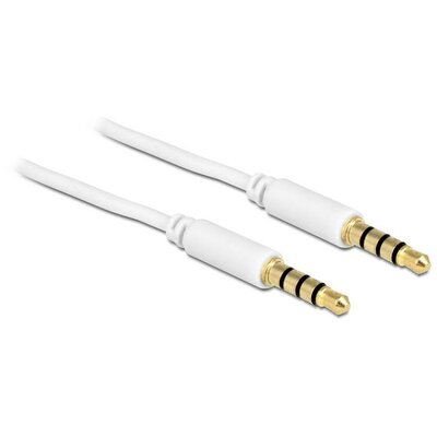 Delock kábel Stereo Jack 3.5 mm 4 pin apa > apa 1 m, fehér