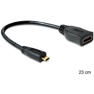 Delock kábel, High Speed HDMI Ethernettel, HDMI micro D (M) -> HDMI A (F)