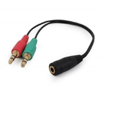 Gembird 2X3.5 MM 4-PIN audio cross-over adapter kábel, fekete