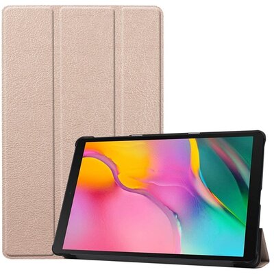 Tablet védőtok álló, bőr (aktív flip, oldalra nyíló, TRIFOLD asztali tartó funkció) ARANY [Samsung Galaxy Tab A 10.1 WIFI (2019) SM-T510, Samsung Galaxy Tab A 10.1 LTE (2019) SM-T515]