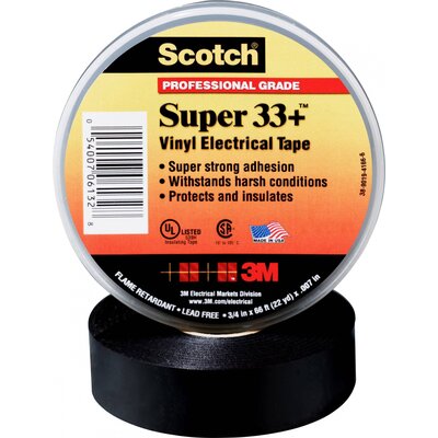 3M SUPER33+-19X33 Szigetelőszalag Scotch® Fekete (H x Sz) 33 m x 19 mm 1 tekercs