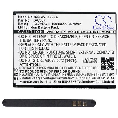 CAMERON SINO CS-AVF500SL utángyártott akkumulátor 1000 mAh LI-ION (AC50F, AC50FNEV kompatibilis) Archos 50F Neon