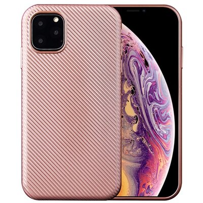 Szilikon hátlapvédő telefontok (karbon minta) RoseGold [Apple iPhone 11 Pro]