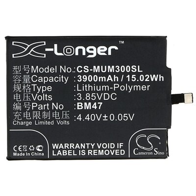 CAMERON SINO CS-MUM300SL utángyártott akkumulátor 3900 mAh LI-Polymer (BM47 kompatibilis) [Xiaomi Redmi 3, Xiaomi Redmi 4X]