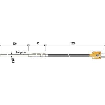 B+B Thermo-TechnikHőmérséklet-érzékelő06251189-41K típusú (NiCrNi)Miniatűr hőelem dugóHőelem