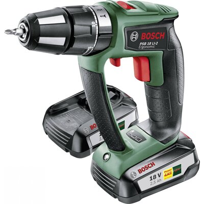 Bosch Home and Garden PSB 18 LI-2 Ergonomic Akkus ütvefúró-csavarozó 18 V 2.5 Ah Lítiumion 2. akkuval, Hordtáskával