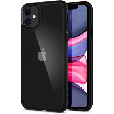 SPIGEN ULTRA HYBRID műanyag hátlapvédő telefontok (közepesen ütésálló, szilikon keret, légpárnás keret) Fekete [Apple iPhone 11]