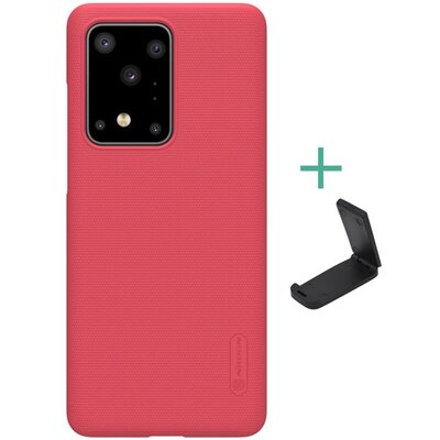 Nillkin Super Frosted műanyag hátlapvédő telefontok (gumírozott, érdes felület + asztali tartó) Piros [Samsung Galaxy S20 Ultra (SM-G988F)]